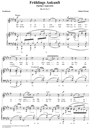 Six Songs on German Texts, op. 23, no. 5: Spring's Approach  (Frühlings Ankunft)