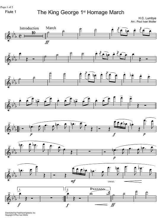 King George 1st Homage March - Flute 1
