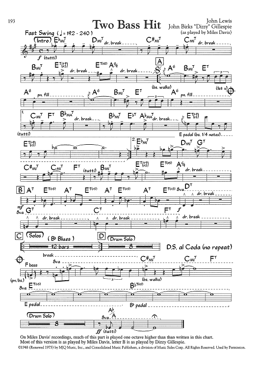 Two Bass Hit (Eb Instruments)