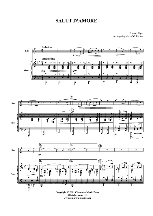 Salut d'Amour - Piano Score