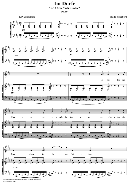 Winterreise (Song Cycle), Op.89, No. 17 - Im Dorfe, D911 - No. 17 from "Winterreise"  Op.89