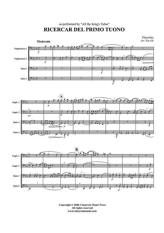 Ricercar del Primo Tuono - Score