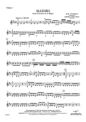 Allegro from Concerto in D Major - Violin 3 (Viola T.C.)