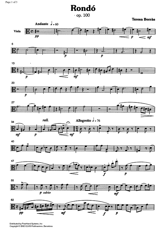 Rondó (Rondo) Op. 100 - Viola
