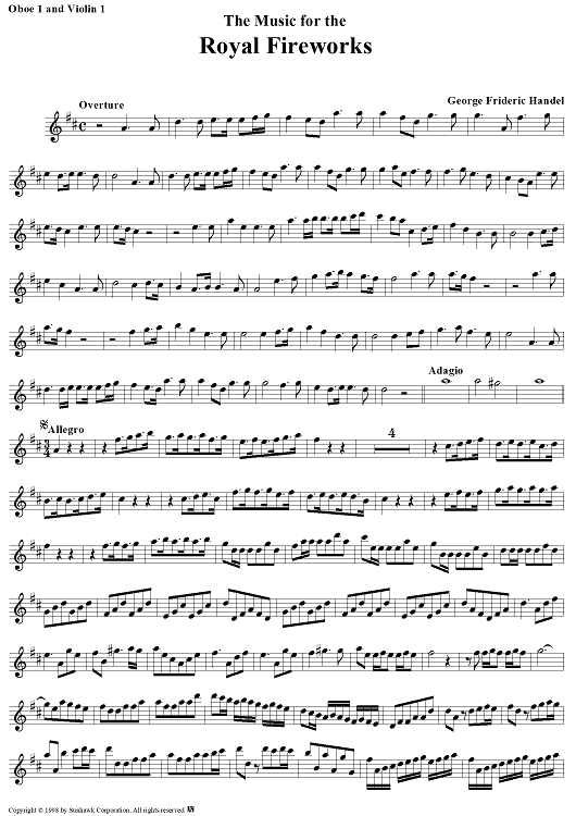 Music for the Royal Fireworks - Oboe 1/Violin 1