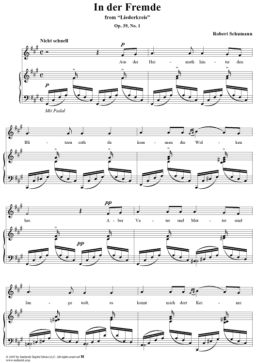 Liederkreis, Op. 39: No. 1, In der Fremde