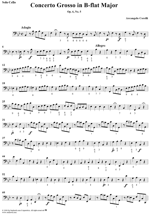 Concerto grosso No. 5 in B-flat major,  Op. 6, No. 5 - Solo Cello