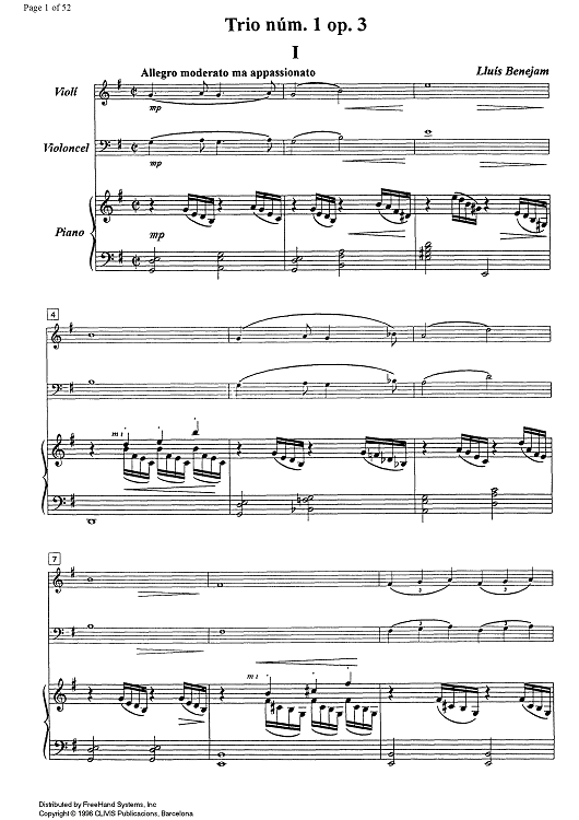 Trio No. 1 Op. 3 - Score