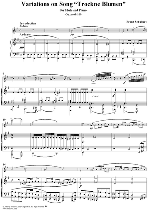 Variations on Trockne Blumen - Piano Score