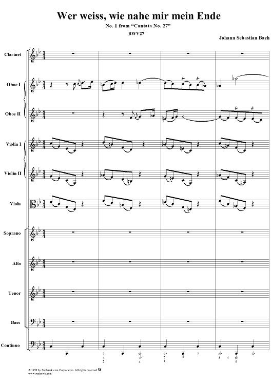 Wer weiss, wie nahe mir mein Ende - No. 1 from "Cantata No. 27" - BWV27
