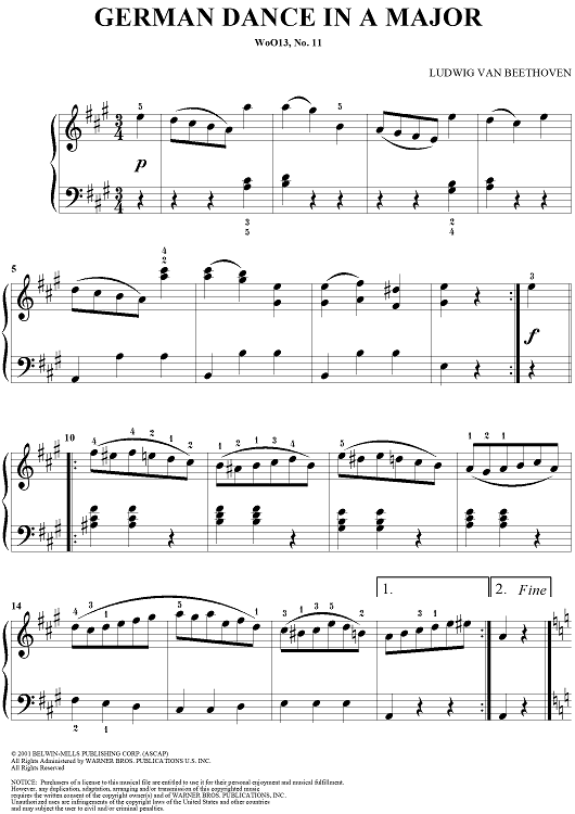 German Dance in A Major, WoO13, No. 11
