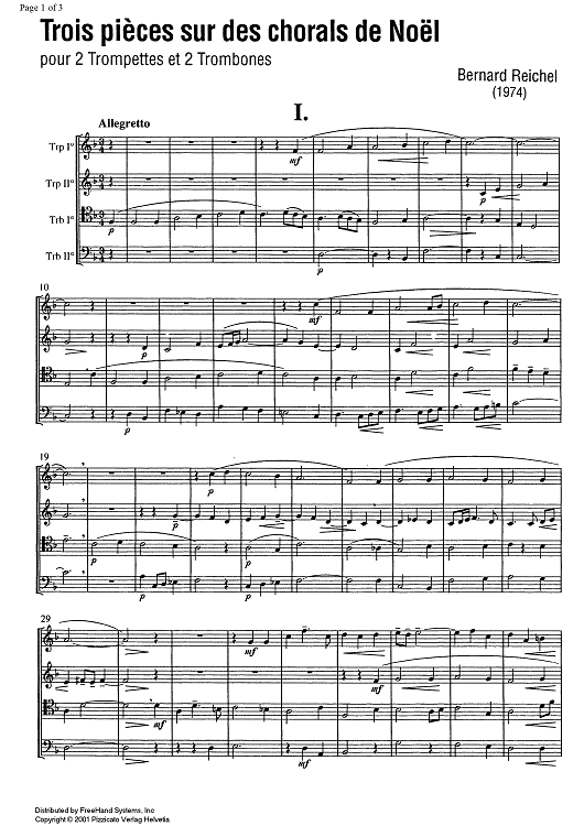 3 pièces sur des chorals de Noël - Score