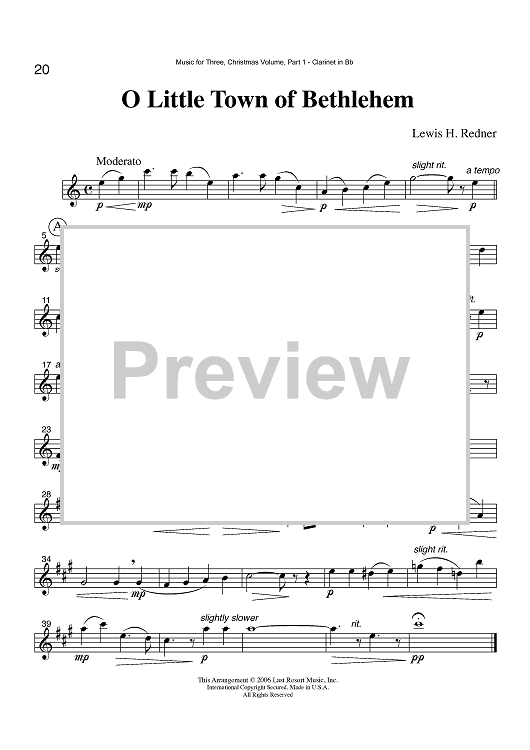 O Little Town of Bethlehem - Part 1 Clarinet in Bb