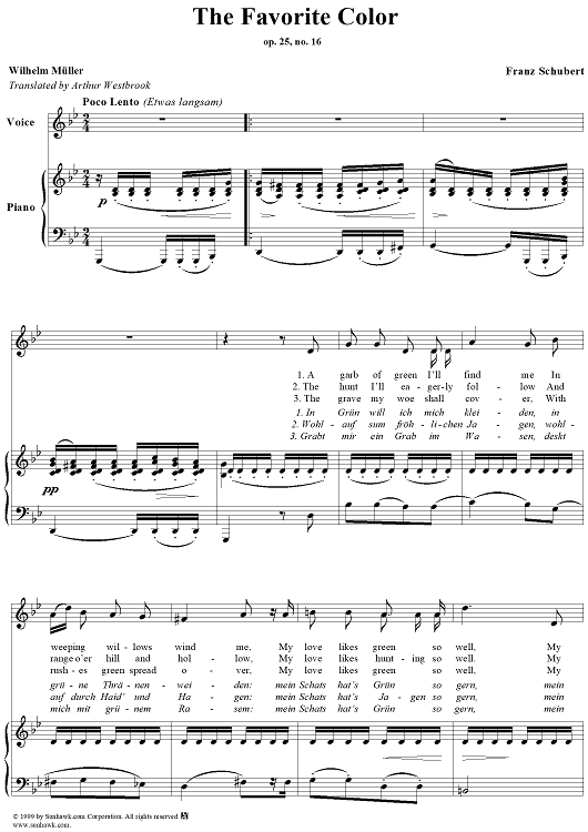Die schöne Müllerin, No. 16 -  The Favorite Color, Op. 25, D795