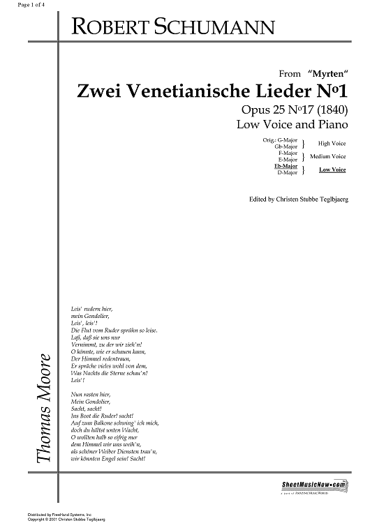 Zwei Venetianische Lieder No. 1 Op.25 No.17