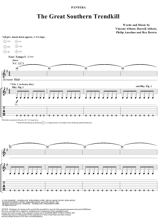 PANTERA THE GREAT SOUTHERN TRENDKILL スコア