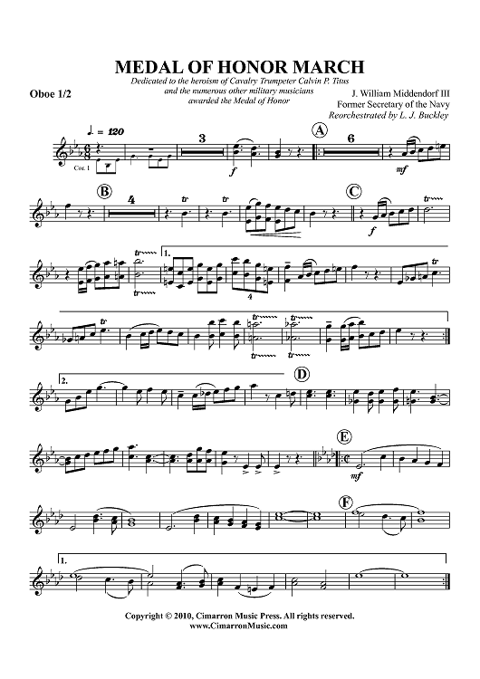 Medal of Honor March - Oboe 1/2
