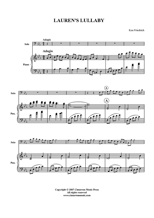 Lauren's Lullaby - Piano Score