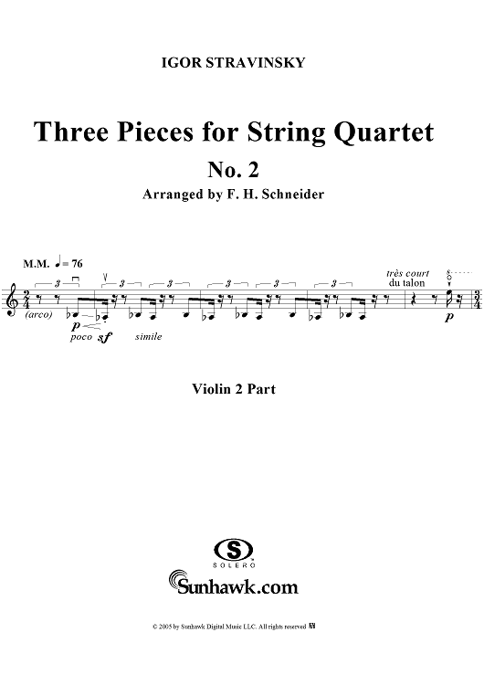 Three Pieces, No. 2 - Violin 2 - Violin 2