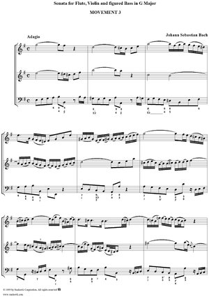 Trio Sonata in G major, movt. 3 - BWV1038 - Score