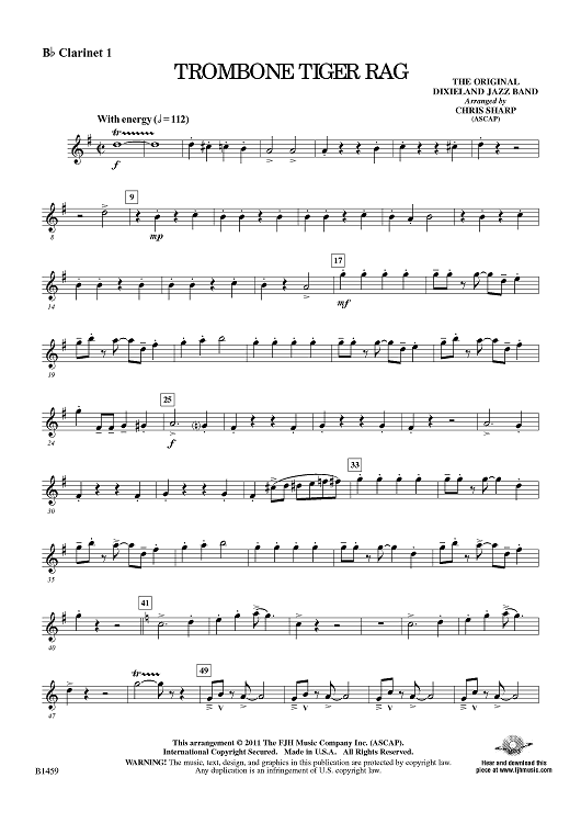 Trombone Tiger Rag - Bb Clarinet 1