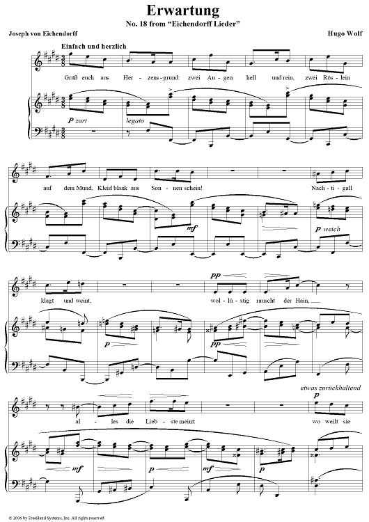 Erwartung, No. 18 from "Eichendorff Lieder"