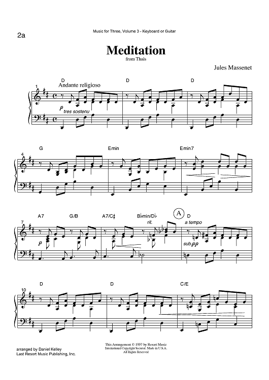 Meditation - from Thais - Keyboard or Guitar