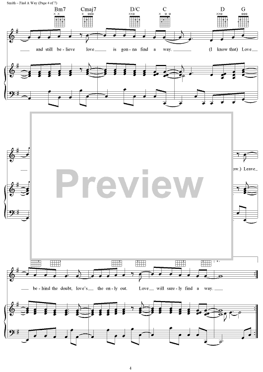 Find A Way" Sheet Music by Amy Grant for Piano/Vocal/Chords