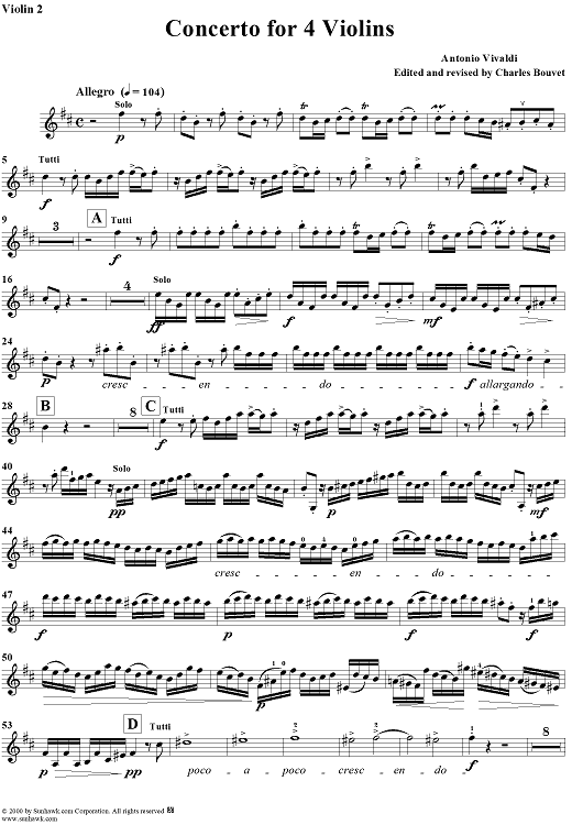 Concerto in B Minor, Op. 3, No. 10, RV580 from "L'Estro Armonico" - Violin 2