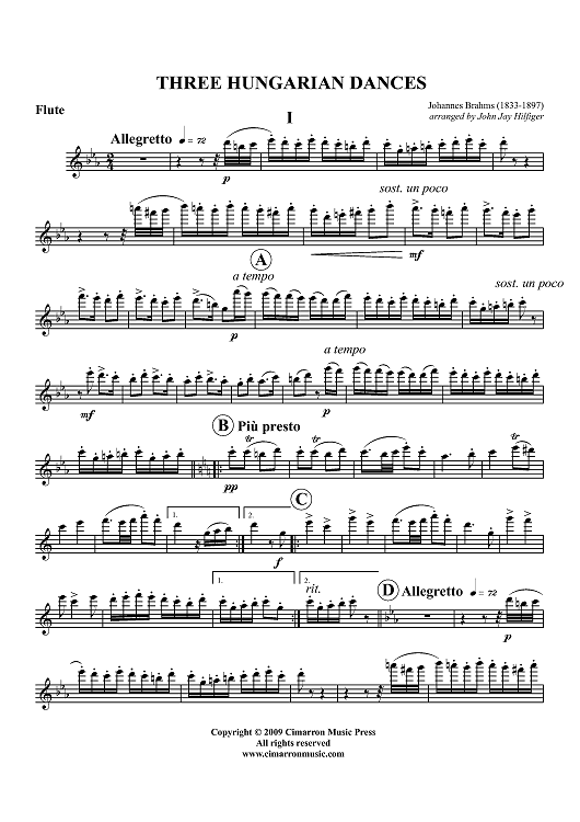 Three Hungarian Dances - Flute