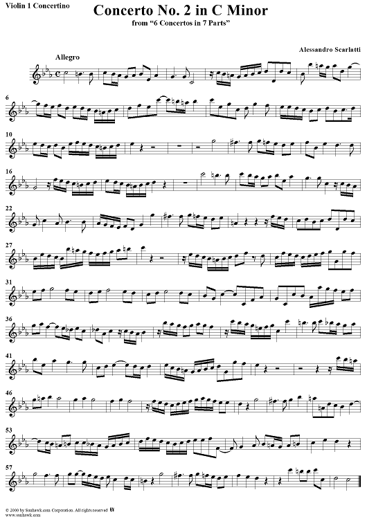 Concerto No. 2 in C Minor from "6 Concerti Grossi" - From "6 Concertos in 7 Parts" - Violin 1 Concertino