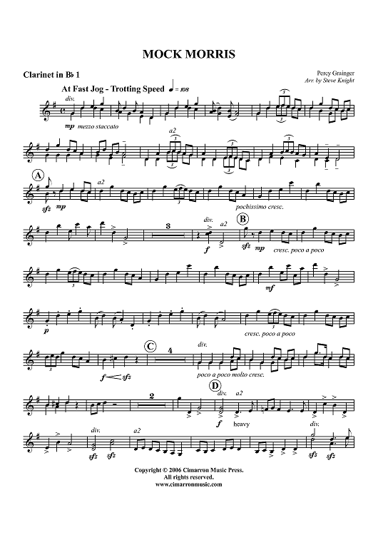 Mock Morris - Clarinet 1 in B-flat