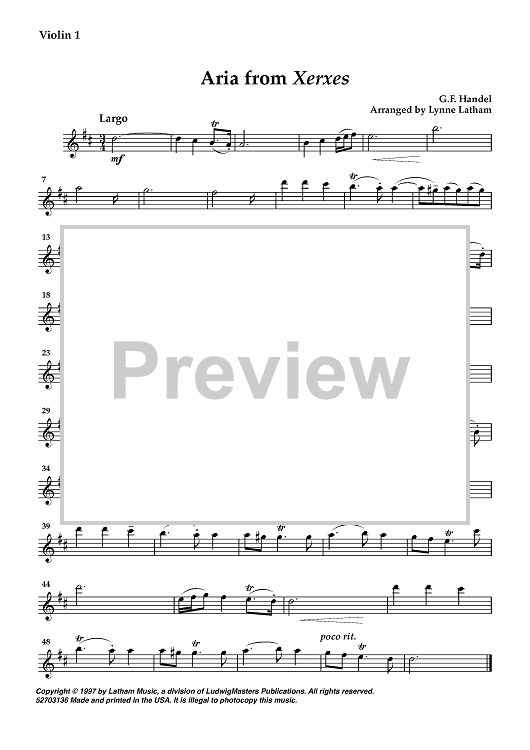 Aria from Xerxes - Violin 1