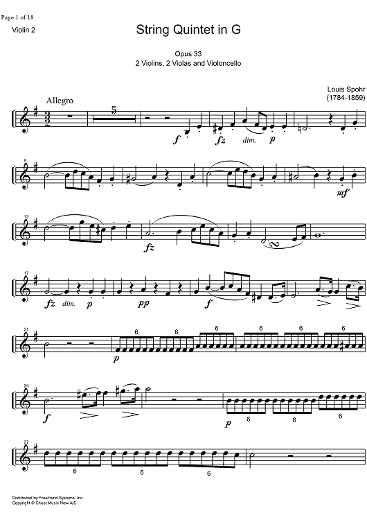 String Quintet G Major Op.33 - Violin 2