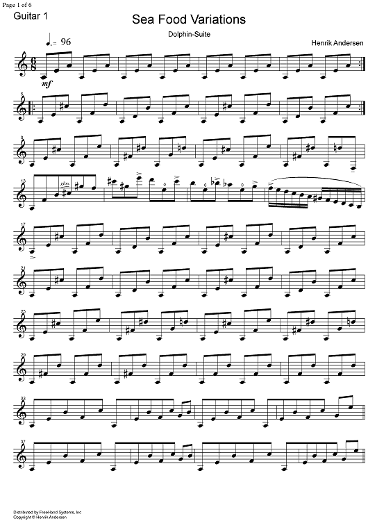 Sea Food Variations Dolphin-Suite - Guitar 1