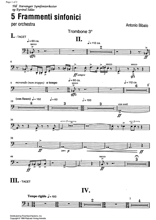 5 Frammenti sinfonici - Trombone 3