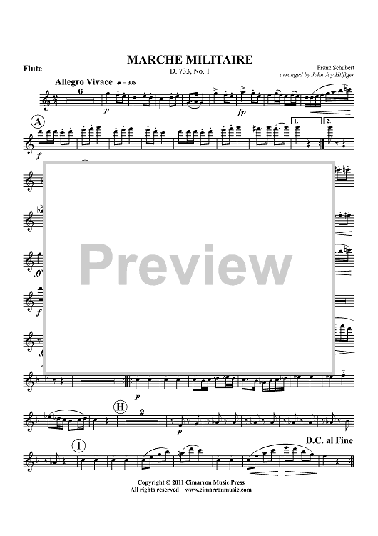 March Militaire - D. 733, No. 1 - Flute