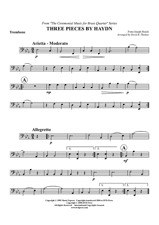 Three Pieces by Haydn - Trombone
