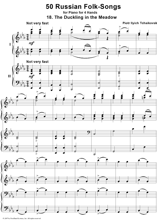 50 Russian Folk-Songs. No. 18. The Duckling in the Meadow