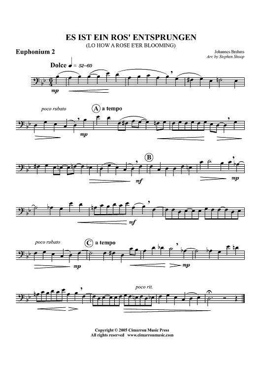 Es Ist Ein Ros' Entsprungen - Euphonium 2 BC/TC