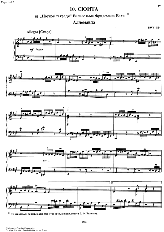 Suite A Major BWV 824