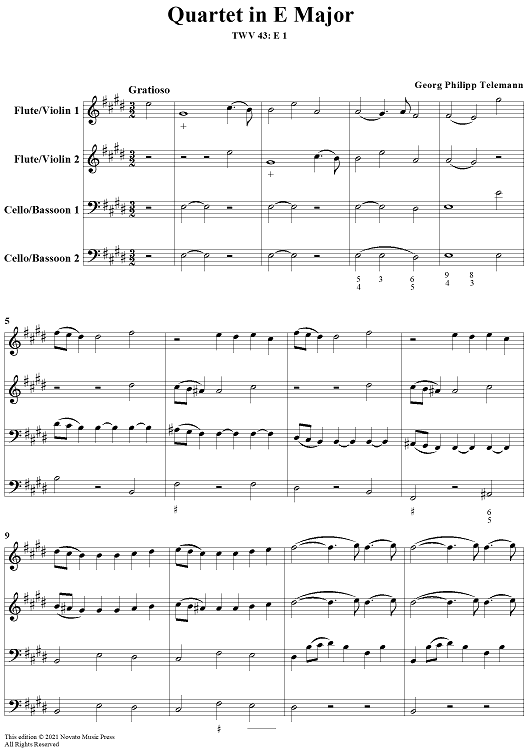 Quartet in E major - Full Score