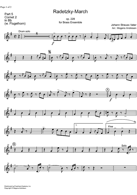 Radetzky Marsch Op.228 - B-flat Cornet 2