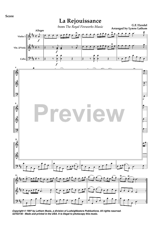 La Rejouissance - from The Royal Fireworks - Score