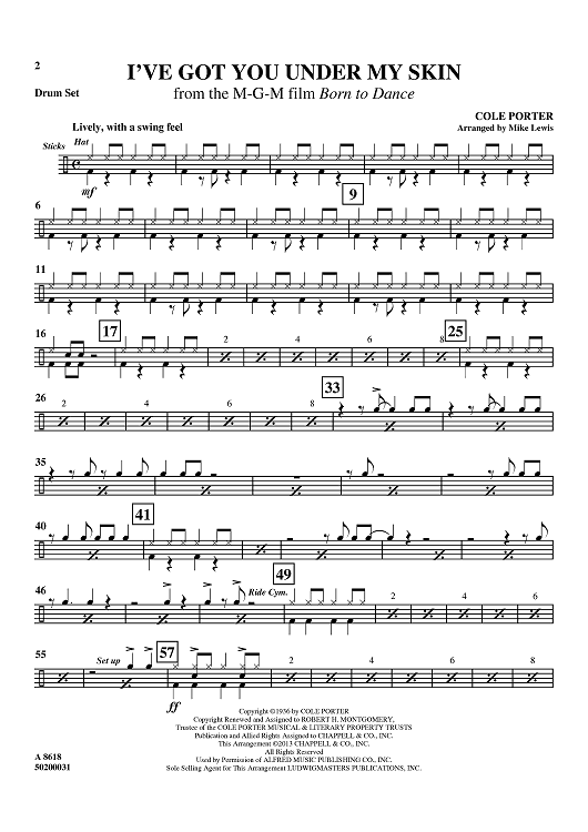 I've Got You Under My Skin - from the M-G-M film Born to Dance - Drum Set