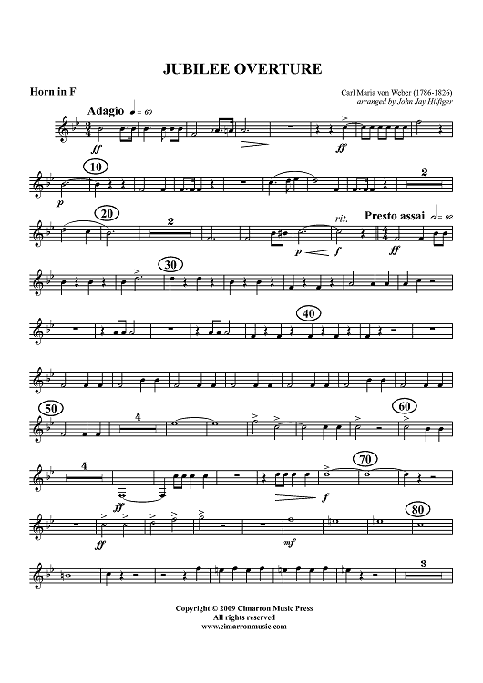 Jubilee Overture - Horn in F
