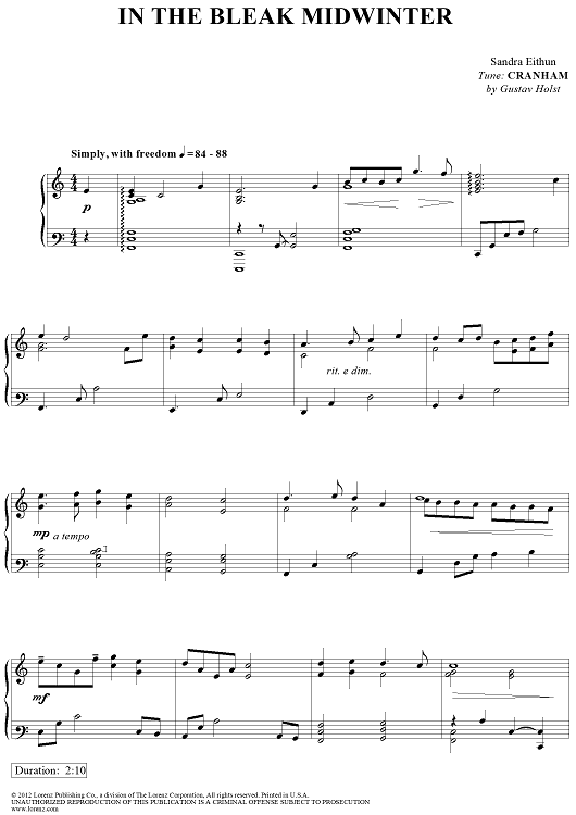 In the Bleak Midwinter