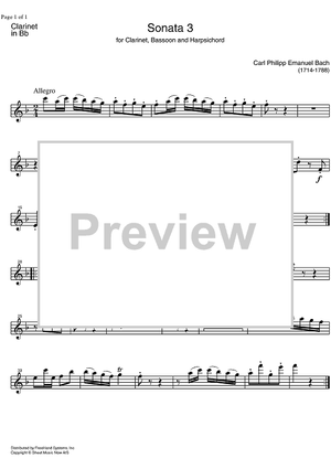 Sonata No. 3 Eb Major - Clarinet