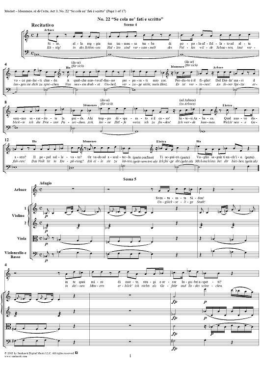 Idomeneo, rè di Creta, Act 3, No. 22 "Se colà ne' fati è scritto" - Full Score