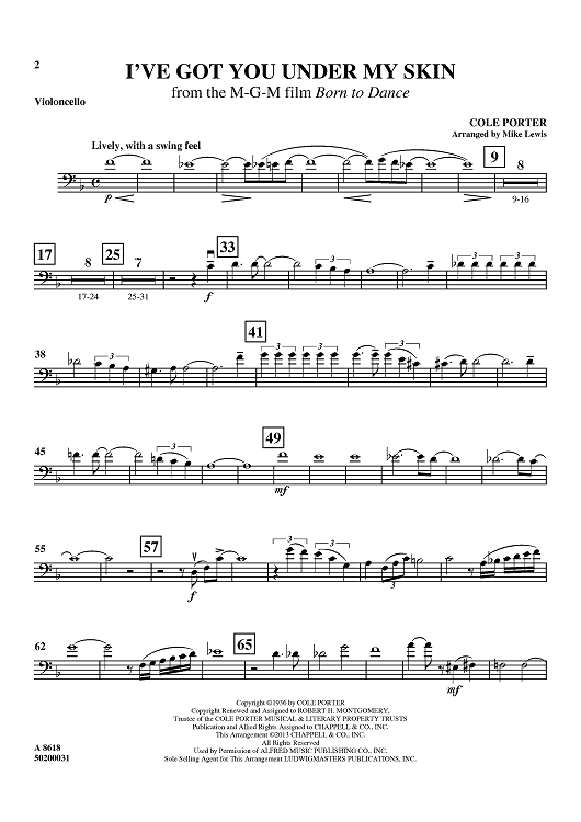 I've Got You Under My Skin - from the M-G-M film Born to Dance - Violoncello